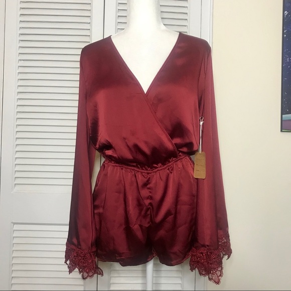 Cotton Candy Pants - NWT Burgundy Romper by Cotton Candy